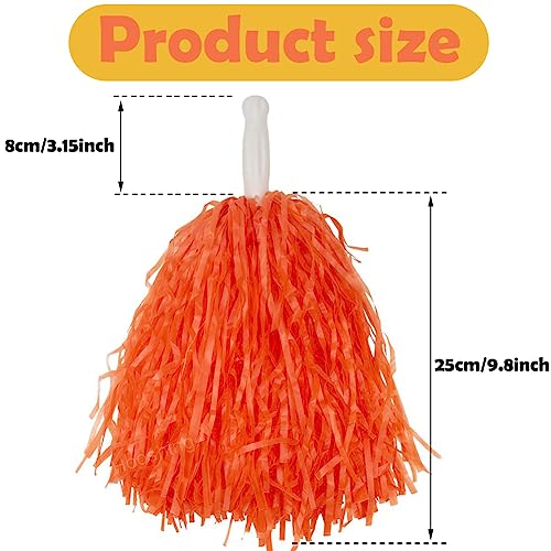 Orange Cheerleading Pom Poms Set 24PCS with Handles for Sports & Cheer Teams
