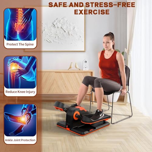 UPREIGN Under Desk Elliptical, Portable Seated Elliptical Exercise Machine, with Touch Screen Control Panel and Remote Control for Home or Office Use. Wireless Connectivity Enabled.