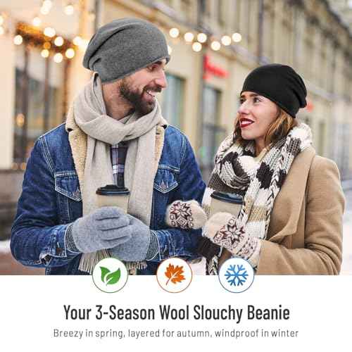Wool Slouchy Beanie for Women,Soft Warm Beanies Hats- Lightweight & Breathable Skull Beanies Cap for Spring,Fall, Winter