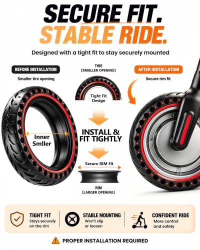 Solid Scooter Tires 8.5x2.0 Red Pattern - Flat-Free 2 Pack