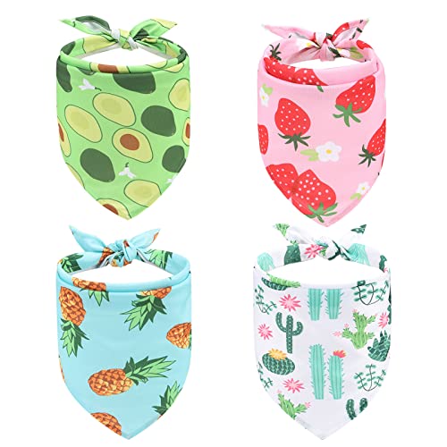 Dog Cooling Bandana - 4 Pack Hawaiian Tropics Large Strawberry Style