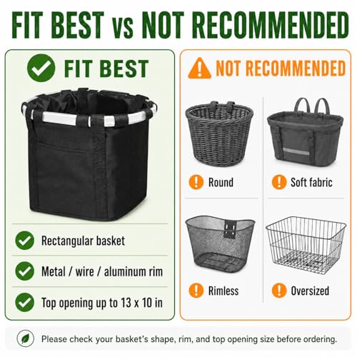 ANZOME Dog Bike Basket Cover Mesh Pet Carrier for 12-13 in Rectangular Baskets - Black