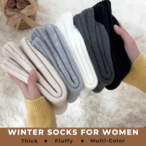 VoJoPi Thermal Boot Socks for Women - Black & Khaki, 3 Pairs Cushioned Warm Winter Socks