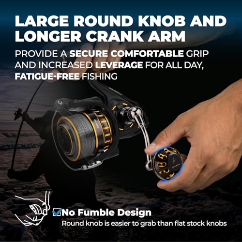 Daiwa BG Power Handle for 3500 4000 Spinning Reels - Longer Crank Arm & Ergonomic Grip