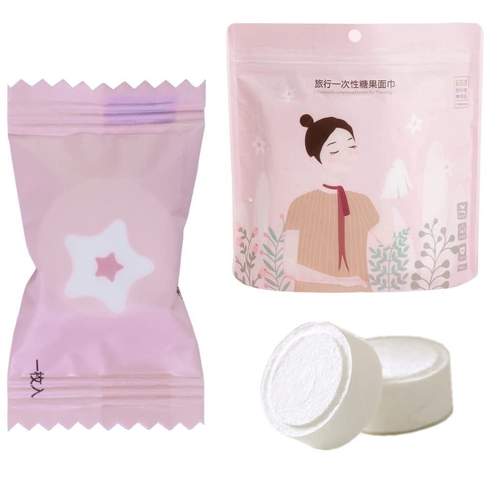 VanFn Disposable Towel, Compressed Towel, Mini Disposable Compressed Washcloth, Cotton Portable Disposable Compressed Towels Perfect for Travel, Home & Outdoor Activities, Nacai Series (50)