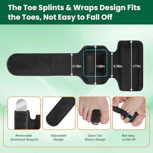 Hammer Toe Straightener for Women & Men - 2 Pack Toe Splints & Wraps for All-Day Comfort for Walking, Running or Rest - Relieve Discomfort from Bent, Curled & Broken Toes