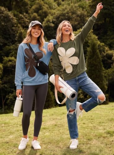 X-Large Sky Blue Women's Sweatshirt Long Sleeve Crew Neck Casual Lightweight Loose Pullover