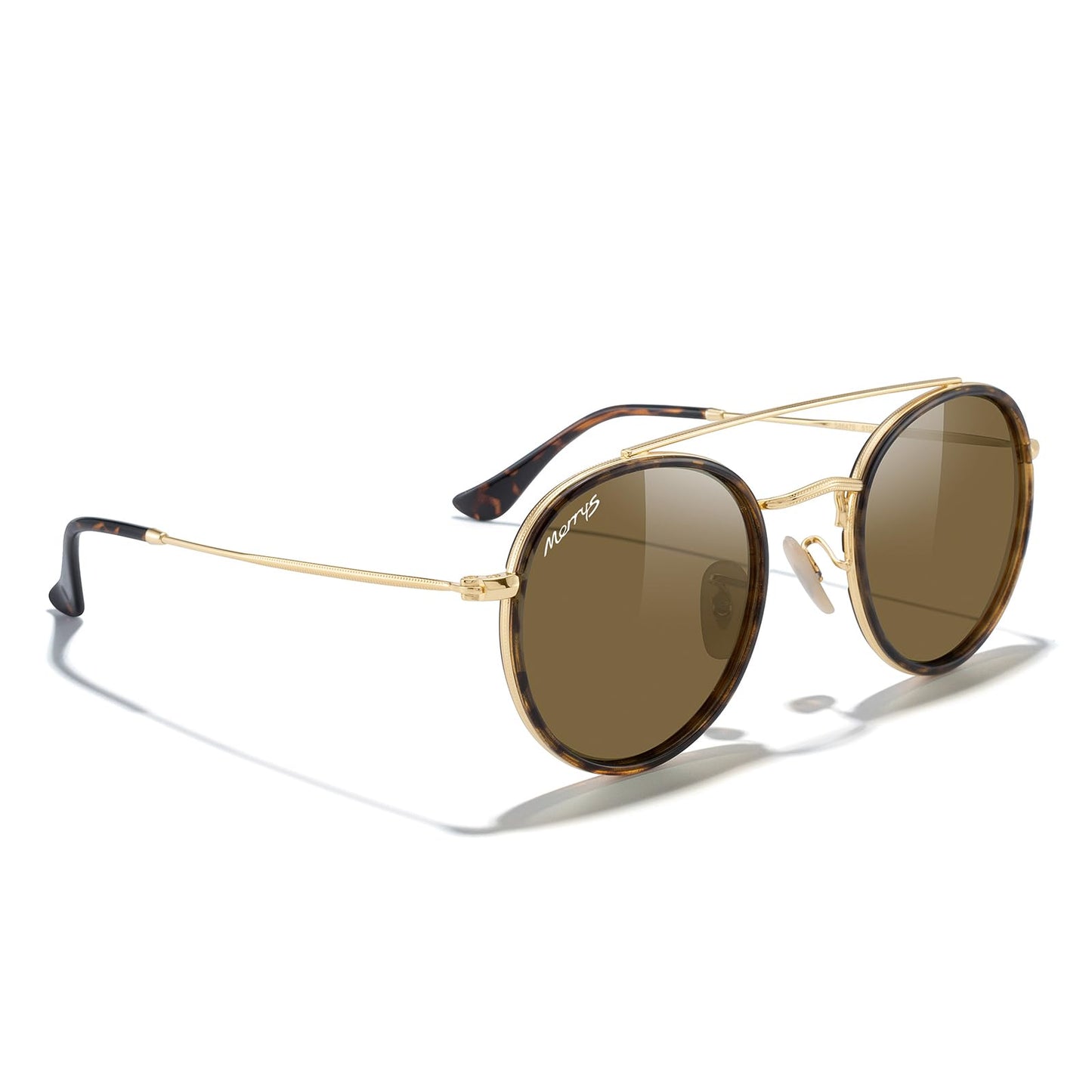 MERRY'S Retro Round Polarized Sunglasses - Unisex Double Bridge Sun Glasses