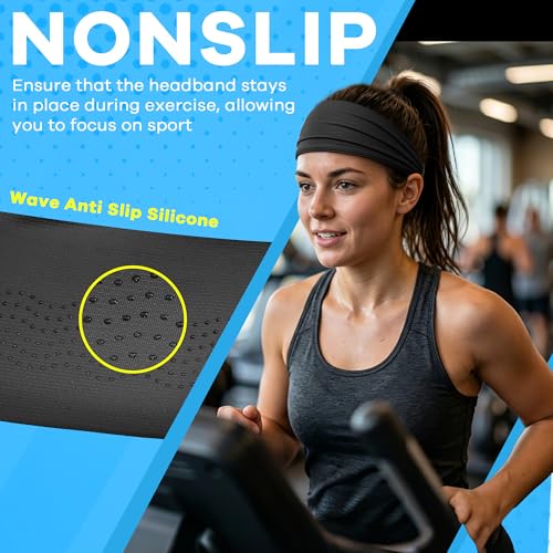 Sukeen Adjustable Cooling Headband for Women - Black Breathable Sweatband