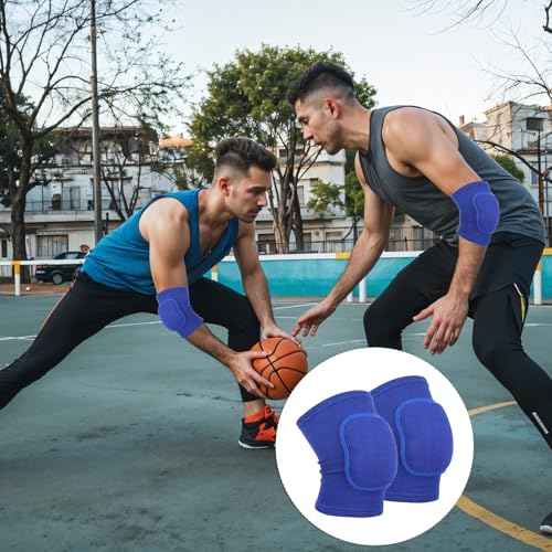 Arm Brace Pads Elbow Protector Strap, Support Fitness Arm Protector Compression Arms Breathable Sleeve Wrap with Padded Soft Support Cushion for Men and Women(Blue)