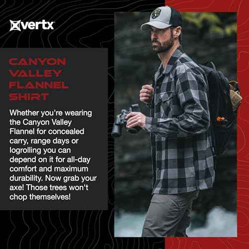 Vertx Canyon Valley Mens Tactical Flannel Shirt Long Sleeve Outdoor Work Shirts with Pockets, Tactical Operations Gear