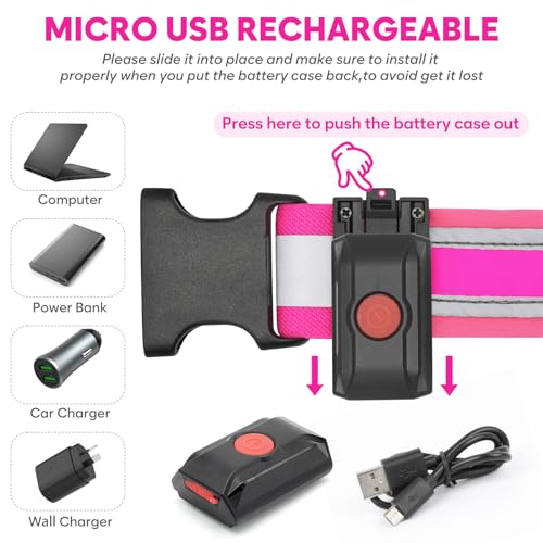 Illumifun LED Running Belt - USB Rechargeable Light Up Sash, High-Visibility Elastic Waistband Light for Running Cycling Hiking Camping Nighttime Activities