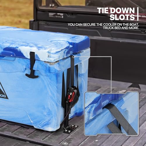 MADOG 50qt Portable Beach Cooler, LLDPE Hard Cooler, Leak-Proof Coolers with 5-7 Days Ice Retention, for Fishing, Camping, Boating and Traveling, Blue Camouflage