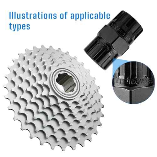 Freewheel Removal Tool, Steel Bike Freewheel Remover Cassette Removal Socket Cassette Lockring Tool Compatible with Shimano, SRAM, Sun Race, Sun Tour