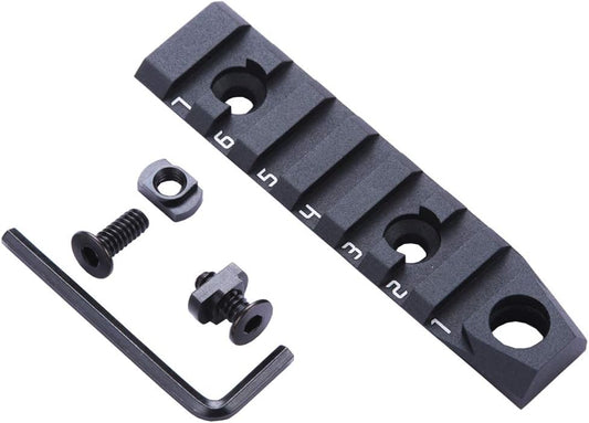 TuFok 7-Slot Alumimun Picatinny Rail for Mlock - Thin 0.37in Height Rail Section Adapter Mount with Socket for 3/8" QD Sling Mount Attachment