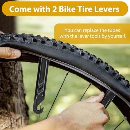2 Pack 27.5 Inch Bike Tube, 27.5" Bicycle Tube for 27.5 x 1.75/1.9/1.95/2.0/2.1/2.125 Bike Tire, Butyl Rubber Inner Tube with 2 Tire Levers for Mountain MTB Bike