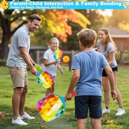 Pickleball Paddles Set of 2 Kids Outdoor Toys for Yard Beach Pool Camping Lawn Games Lightweight Pickleball Set Christmas Birthday Gifts for Boy Girl 4 5 6 7 8 Year Old, Stocking Stuffers
