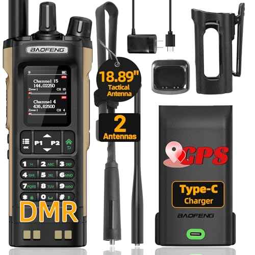 Ham Radio Baofeng DM32 DMR Radio 10W Handheld Rechargeable Walkie Talkies Long Range DM32UV Two Way Radio NOAA Weather Radio with GPS, Copy Frequency 2500mAh Battery USB-C Charging with Radio Holster