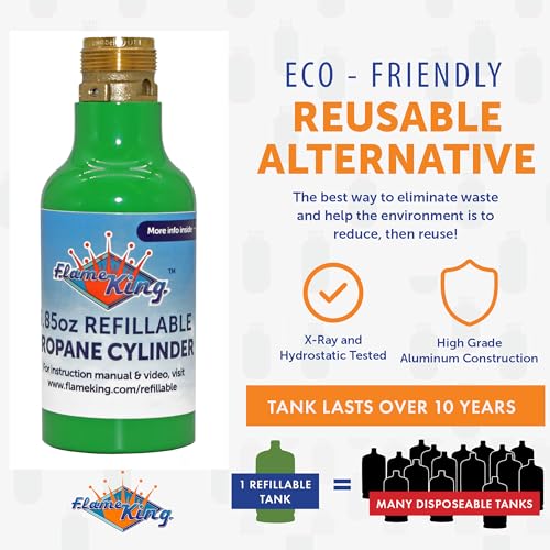 Refillable 1/4-Lb Propane Cylinder Tank - Portable & Reusable with Safety Valve - Variation: 1/4LB Tank 1-PK