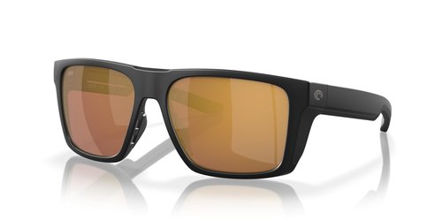 Costa Del Mar Lido Sunglasses, Matte Black/Gold Mirrored 580G, 57 mm