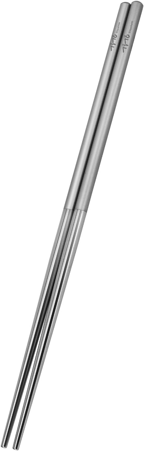 TiTo Solid Titanium Chopsticks for Camping Picnic and Hiking Reusable Lightweight Outdoor Tableware 1 Pairs (6x160mm)