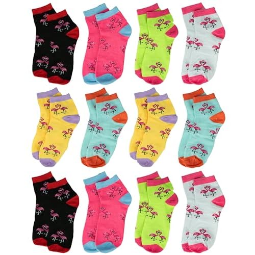 Gelante 12-Pair Women's Ankle Socks, Colorful Comfortable Lightweight Breathable Athletic