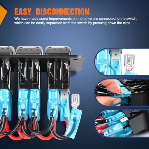 Nilight 4 Gang Rocker Switch Panel with Purple LED Light - Waterproof 5Pin On Off