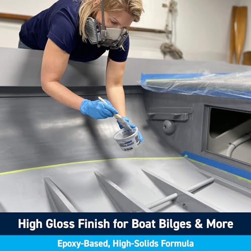 White Marine Epoxy Bilge Paint Quart - Waterproof Boat Coating, 32 Fl Oz