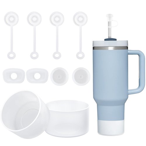 Heelay Stanley Cup Accessories 10 Pcs, Including 4 Straw Cover Cap, 2 Square Spill Stopper, 2 Round Leak Stopper, 2 Pcs Silicone Boot for Stanley Quencher ProTour 30oz and other 30oz/40oz/20oz Tumbler