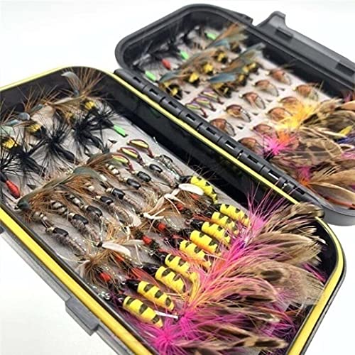 Fly Fishing Flies Kit 114 Pcs Handmade Trout Bass Streamers Dry Wet Flies