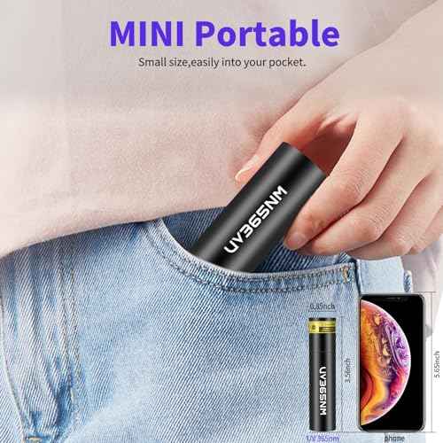 UV Flashlight Rechargeable 365nm Black Light for Pet Urine Detection, USB - C Portable Blacklight Mini Powerful Woods Lamp LED ultra violet Flashlights uv for Resin Curing, Leak Detection, Travel