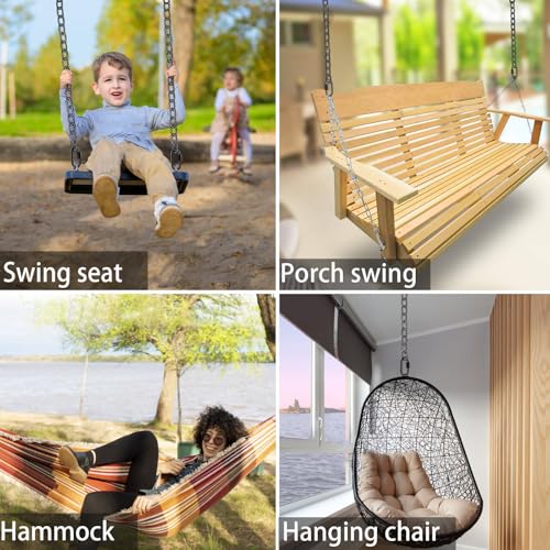 Heavy Duty Hanging Chains for Hammocks & Swings - 28 Inch Black with 4 Carabiners