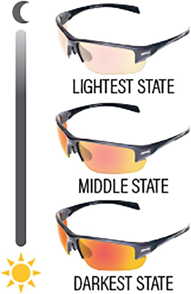 Global Vision Eyewear GTR Hercules 7 24 Anti-Fog Safety Sunglasses ANSI Z87.1 Photochromic Black Frame w/G-Tech Red Lens