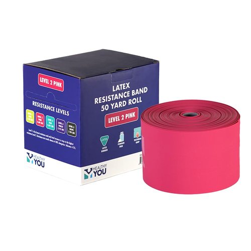 Healthy You® Latex Resistance Exercise Band 50 Yard (V2 Pink - Level 2)