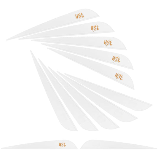 Hosolee 36 Pack Archery Fletches 4 Inch Arrows Vanes Plastic Fletching for DIY Shafts Hunting Targeting (White+Logo)