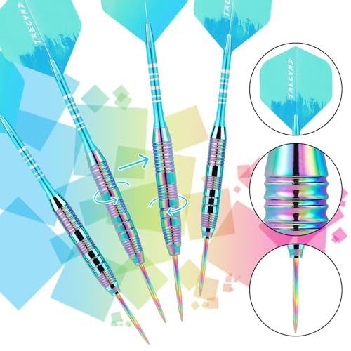 Professional Metal Dart Set 22g with Aluminum Shafts, Steel Tips & Vibrant Flights - Green Blue