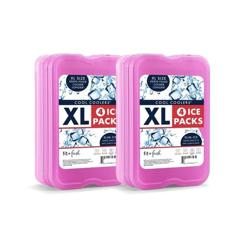 Cool Coolers by Fit + Fresh, Reusable & Long-Lasting XL Slim Ice Packs, Cold Packs for Lunch Boxes, Ice Packs for Lunch Bags. Cooler Accessories for Camping, Beach, Lunch, and Work, 8PK, Purple