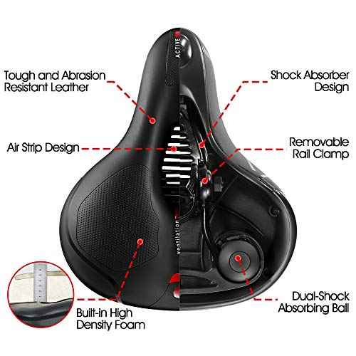 Comfortable Seat Cushion for Men Women with Dual Shock Absorbing Ball Memory Foam Waterproof Wide Bicycle Saddle Fit for Road Bikes