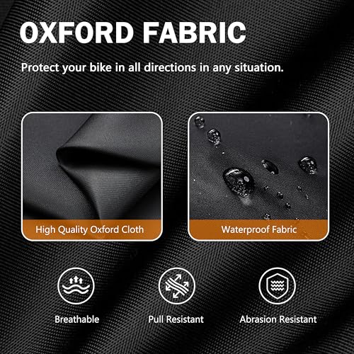Outdoor Waterproof Bike Cover 79x27.5x44 Inches with Lock Holes & Storage Bag - Black & Orange