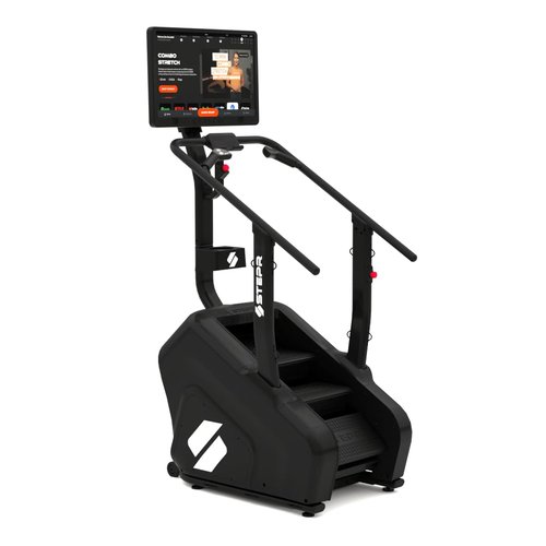 STEPR+ Stair Master with 27" Touchscreen, Commercial Grade Stairmaster Machine for Home, 140 Steps/Min, Bluetooth & WiFi Stepper Machine, Resistance Band Attachments, Mobile App, 375 lb Capacity