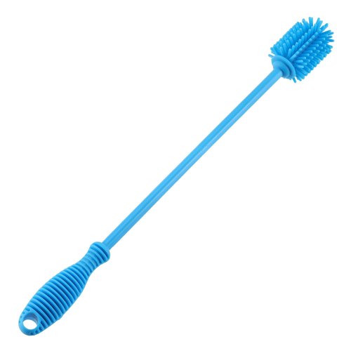 Silicone Bottle Cleaning Brush with Long Handle, BPA Free 12.5" Water Bottle Cleaner for Baby Bottles, Hydro Flask, Sports Bottle, Vase, Glassware, Perfect for Smaller Diameter Bottle Openings (Blue)
