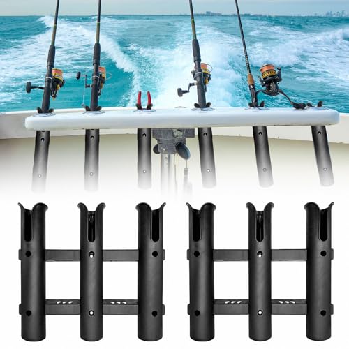 Wall Mounted Fishing Rod Holder Rack for 3 Poles Boat Truck Garage Black