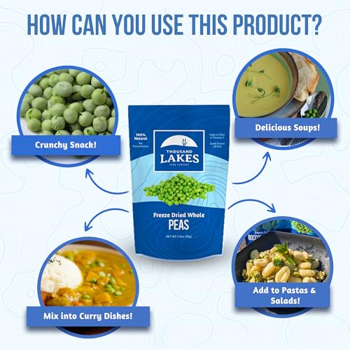 Freeze Dried Whole Peas - 3.5 oz Resealable Pack of 1 - Healthy Snack & Cooking Ingredient