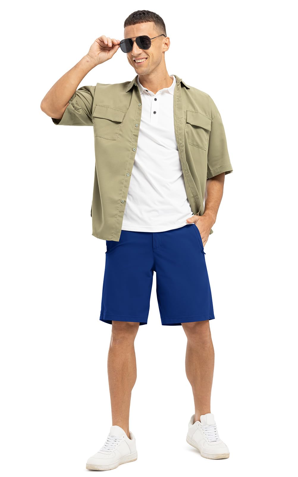 Rdruko Men's Golf Shorts Stretch Dry Fit 9" Lightweight Casual Dress Shorts with Pockets(Royal Blue, US 34)