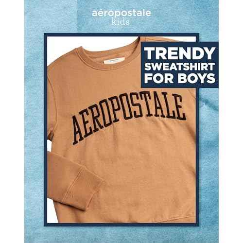 AEROPOSTALE Boys Sweatshirt - Soft Fleece Long Sleeve Pullover Crewneck Sweatshirt for Boys - Trendy Graphic Kids Sweatshirts