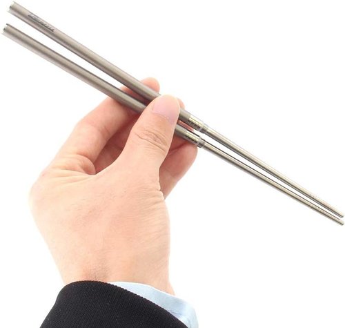 Chopsticks, Foldable Portable Titanium Chopsticks with Carry Bag, Tableware for Outdoor Camping Picnic (Grey)