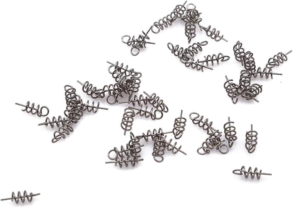 50pcs Fishing Hook Centering Pin Spring Twist Lock for Soft Lure Bait Worm Crank Terminal Tackle and Accessories