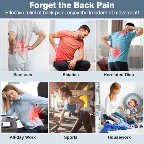 Boenoea Back Brace for lower back pain, Adjustable Lumbar Supports for Men and Women Relief for Herniated Disc, Scoliosis, Sciatica, Heavy lifting (L)