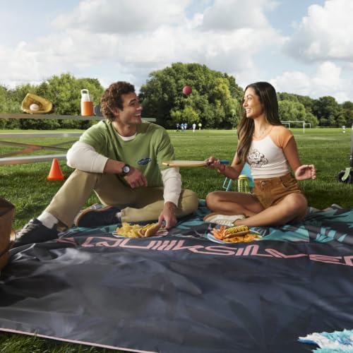 Quiksilver Sand-Free Beach Mat – Large Waterproof Outdoor Picnic Blanket, Lightweight Foldable Mat for Beach, Camping, Park, or Travel – Fits 4-6 People, Quick-Dry, Durable