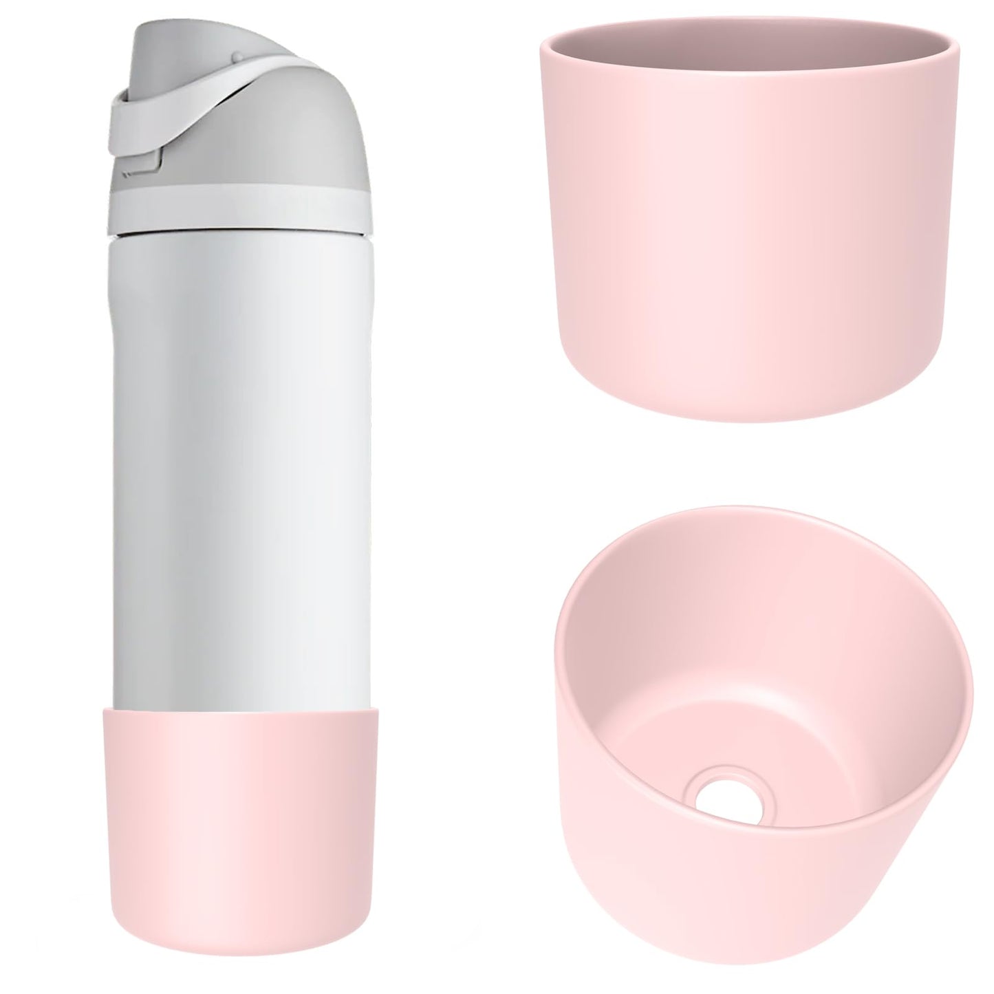 2PCS Silicone Boot for Owala Water Bottle 32oz, Anti-Slip Protective Sleeve for Owala FreeSip/Twist/Flip Stainless Steel Water Bottles (Pink)